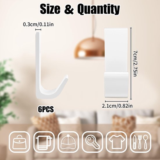 550x550-44194.jpg Unyqoos® Set van zes sterke zelfklevende haken voor veelzijdig gebruik in huis