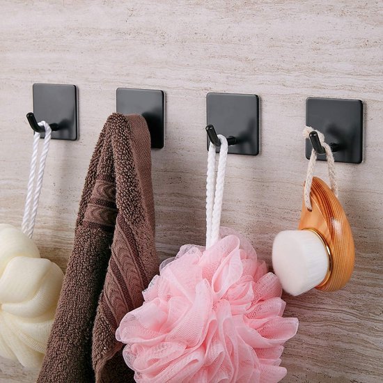 550x550-44220.jpg Unyqoos® Set van 6 zelfklevende zwarte wandhaken voor badkamer en keuken