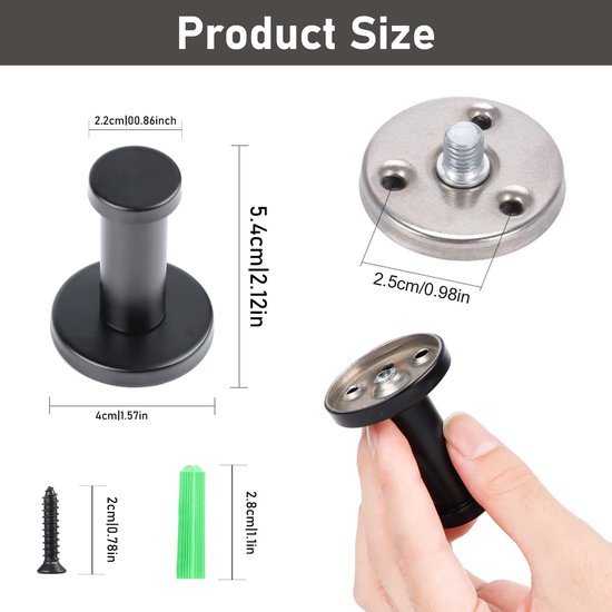 550x550-44222.jpg Unyqoos® Set van 8 zwarte roestvrijstalen wandhaken voor diverse ruimtes