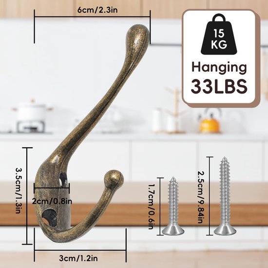550x550-44225.jpg Unyqoos® Set van 8 Vintage Bronzen Dubbele Wandhaken voor Diverse Ruimtes