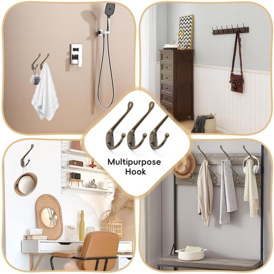 550x550-44229.jpg Unyqoos® Set van 8 Vintage Bronzen Dubbele Wandhaken voor Diverse Ruimtes