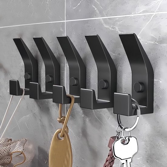 Unyqoos® Set van vijf moderne wandhaken voor kleding en accessoires in huis