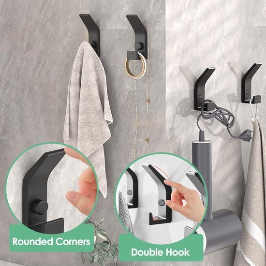 Unyqoos® Set van vijf moderne wandhaken voor kleding en accessoires in huis
