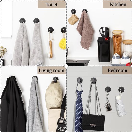 550x550-44249.jpg Unyqoos® Set van zes ruimtebesparende mat zwarte haken voor badkamer en keuken