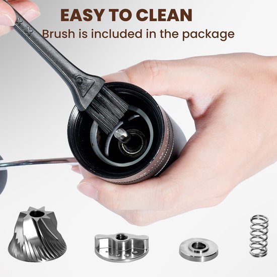 Unyqoos® Handmatige koffiemolen met 60 instelbare standen voor diverse zetmethoden, Zwart,