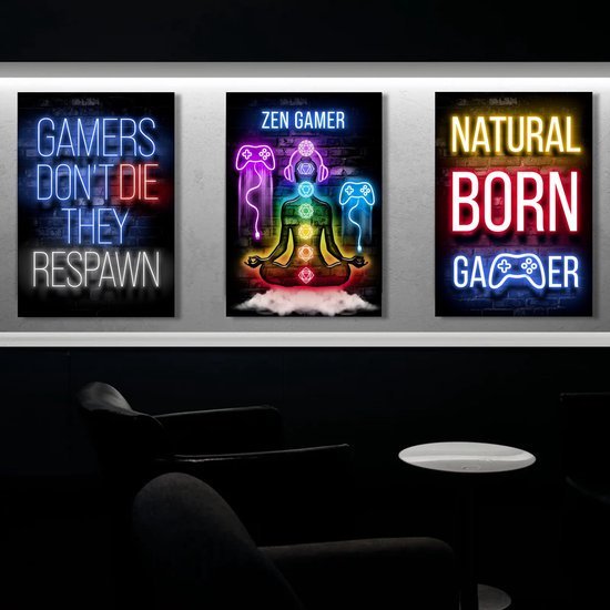 Unyqoos® Unieke Gaming Wanddecoratie Set van 6 Stuks voor de Ultieme Sfeer in Je Gamekamer