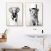 Unyqoos® Set van drie grappige zwart-wit posters voor badkamer en toilet decoratie