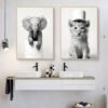 Unyqoos® Set van drie grappige zwart-wit posters voor badkamer en toilet decoratie