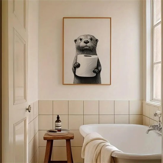 Unyqoos® Set van drie grappige zwart-wit posters voor badkamer en toilet decoratie