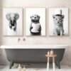 Unyqoos® Set van drie grappige zwart-wit posters voor badkamer en toilet decoratie