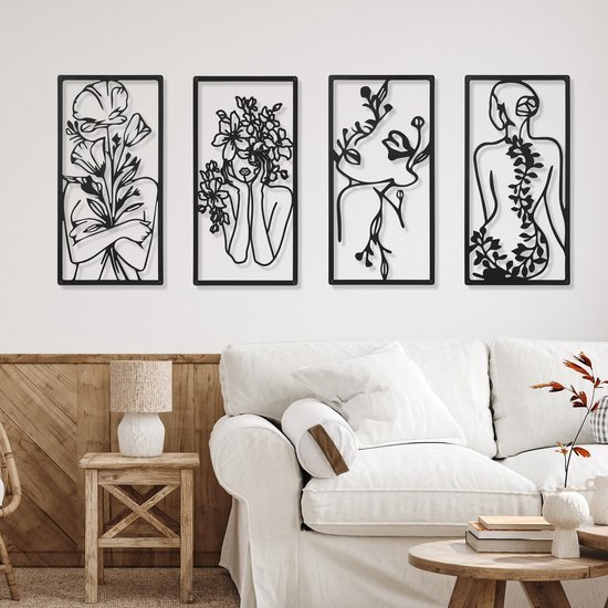 550x550-44287.jpg Unyqoos® Set van vier moderne metalen wanddecoraties met abstract vrouwelijk design