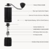 Unyqoos® Handmatige koffiemolen met 60 instelbare standen voor diverse zetmethoden, Zwart,