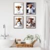 Unyqoos® Grappige Badkamer Wanddecoratie Schotse Hoogland Koeien Canvas A4 Formaat