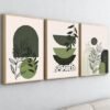 Unyqoos® Set van drie ingelijste boho wanddecoraties met abstracte natuurmotieven
