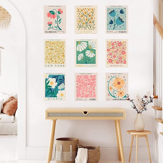 550x550-44372.jpg Unyqoos® Stijlvolle Set van 9 Bloemenposters voor Vintage en Minimalistische Interieurs
