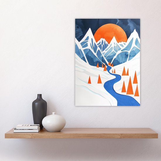 Unyqoos® Grote muurkunst poster met abstract winterlandschap in luxe kunstpapier