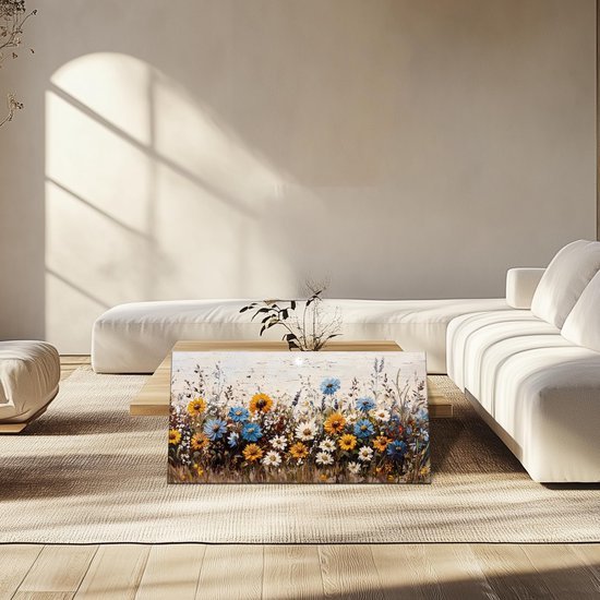 Unyqoos® Verfijnde Canvas Wanddecoratie met Bloemenzee voor Diverse Interieuren - 50 x 100 cm