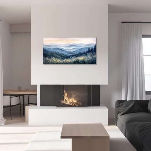 Unyqoos® Verbluffende Cyan Aquarel Canvas Kunst voor Diverse Binnenruimtes en Stijlen
