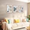 Unyqoos® Set van drie abstracte canvas kunstwerken in pastelkleuren voor elk interieur