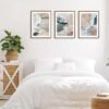 Unyqoos® Set van drie abstracte canvas kunstwerken in pastelkleuren voor elk interieur