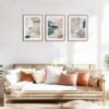 Unyqoos® Set van drie abstracte canvas kunstwerken in pastelkleuren voor elk interieur