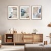 Unyqoos® Set van drie abstracte canvas kunstwerken in pastelkleuren voor elk interieur