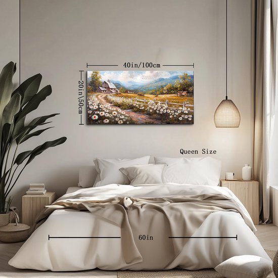 Unyqoos® Betoverende Bloemenzee Canvas Wanddecoratie voor Diverse Ruimtes - 50 x 100 cm