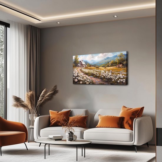 Unyqoos® Betoverende Bloemenzee Canvas Wanddecoratie voor Diverse Ruimtes - 50 x 100 cm