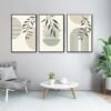 Unyqoos® Geometrische Lijnkunst en Groene Plant Canvasprints voor Interieurdecoratie