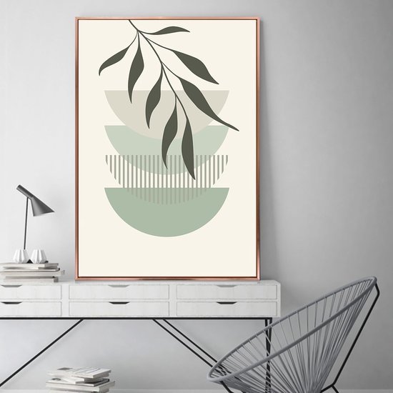 Unyqoos® Geometrische Lijnkunst en Groene Plant Canvasprints voor Interieurdecoratie