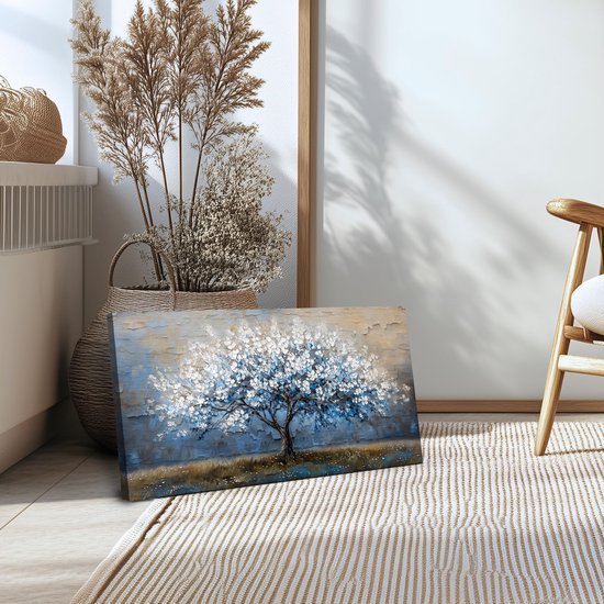 550x550-44465.jpg Unyqoos® Tijdloze Elegantie: Grote Blauwwitte Bloemenkunst op Canvas voor Elke Ruimte