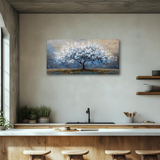 550x550-44466.jpg Unyqoos® Tijdloze Elegantie: Grote Blauwwitte Bloemenkunst op Canvas voor Elke Ruimte