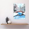 Unyqoos® Grote wanddecoratie met Japans winterlandschap voor woonkamer of kantoor