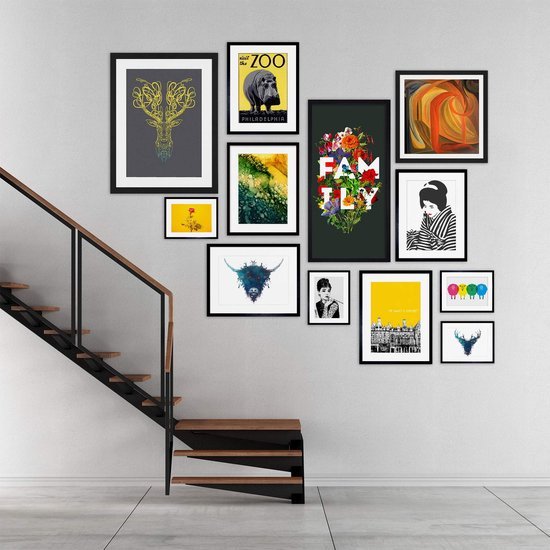 Unyqoos® Abstracte Muurkunst Poster in Goud en Oranje voor Woonkamer Decoratie, grijs-goud-oranje