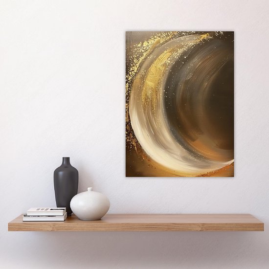 Unyqoos® Abstracte Muurkunst Poster in Goud en Oranje voor Woonkamer Decoratie, grijs-goud-oranje