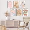 Unyqoos® Bloemenmarkt Esthetische Vintage Posterset van 6 Stuks voor Woon- en Slaapkamerdecoratie
