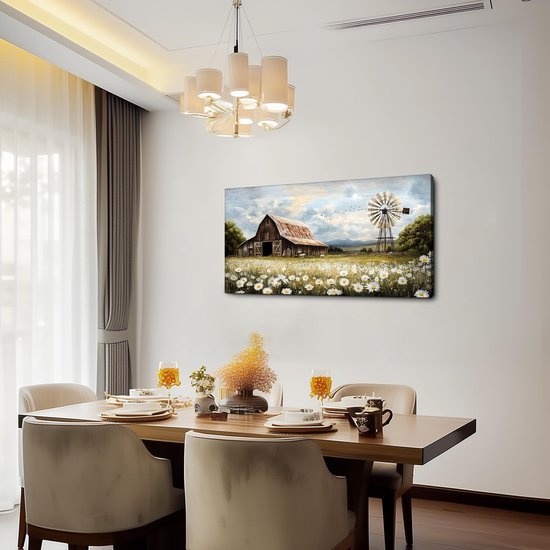 Unyqoos® Verfijnde Bloemenzee Canvas Wanddecoratie voor Elke Kamer - 50 x 100 cm Kunstdruk