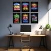 Unyqoos® Unieke Gaming Wanddecoratie Set met Neon Motieven voor Gamers en Tienerkamers