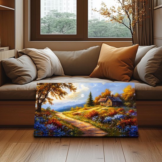 Unyqoos® Esthetische Canvas Wanddecoratie Met Kleurrijke Landweg Voor Diverse Interieurs, 50 x 100 cm