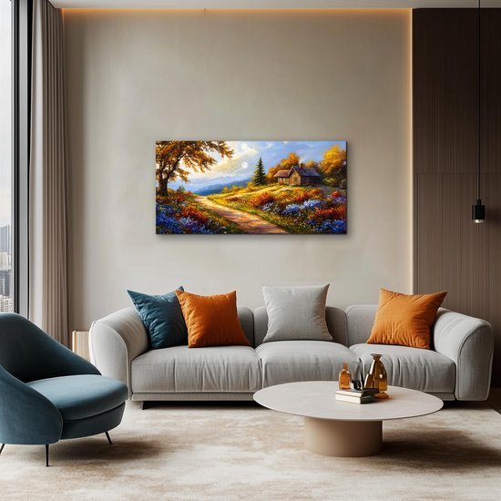 Unyqoos® Esthetische Canvas Wanddecoratie Met Kleurrijke Landweg Voor Diverse Interieurs, 50 x 100 cm