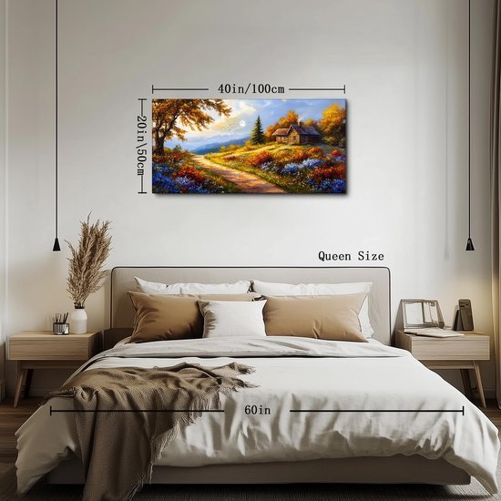 Unyqoos® Esthetische Canvas Wanddecoratie Met Kleurrijke Landweg Voor Diverse Interieurs, 50 x 100 cm
