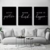 Unyqoos® Inspirerende set van drie zwart-witte canvas posters voor moderne wanddecoratie