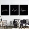 Unyqoos® Inspirerende set van drie zwart-witte canvas posters voor moderne wanddecoratie