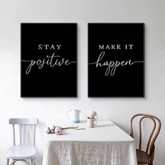 Unyqoos® Inspirerende set van drie zwart-witte canvas posters voor moderne wanddecoratie
