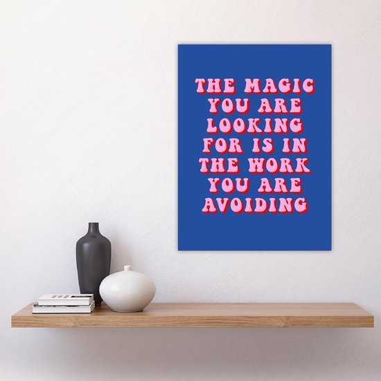 Unyqoos® Grote decoratieve poster met inspirerend citaat in roze en blauw, roze-blauw