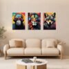 Unyqoos® Stijlvolle 3-delige canvas wanddecoratie set met dieren en hoofdtelefoon 30 x 40 cm