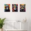 Unyqoos® Stijlvolle 3-delige canvas wanddecoratie set met dieren en hoofdtelefoon 30 x 40 cm