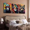 Unyqoos® Stijlvolle 3-delige canvas wanddecoratie set met dieren en hoofdtelefoon 30 x 40 cm