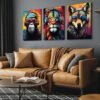 Unyqoos® Stijlvolle 3-delige canvas wanddecoratie set met dieren en hoofdtelefoon 30 x 40 cm