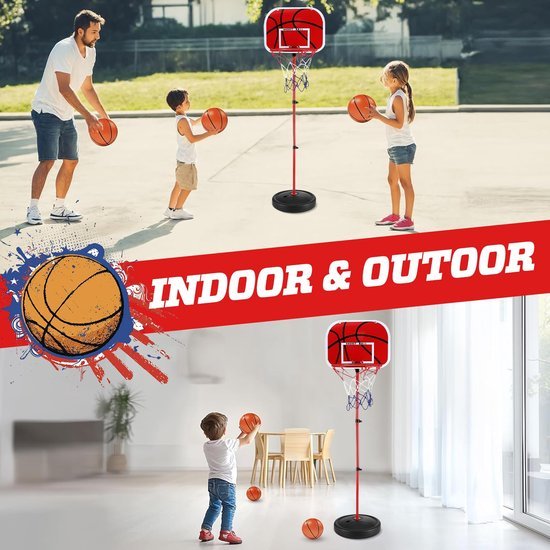 Unyqoos® Verstelbare basketbalkorf voor kinderen met accessoires voor binnen en buiten